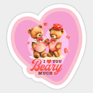 Bear Couple In Love - Vintage Style Art Gift For Valentines and Bear Lovers Sticker